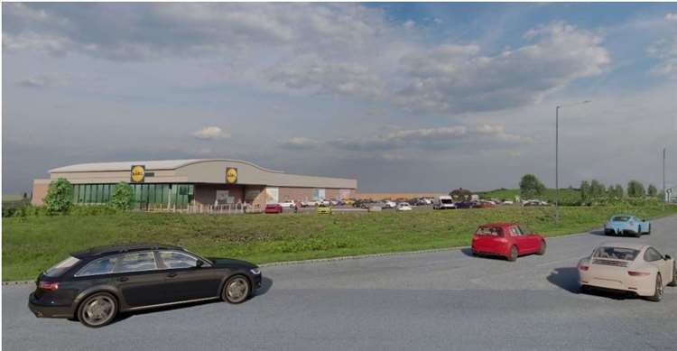 The new Lidl supermarket would be at Cowstead Corner, Queenborough. Picture: One Design